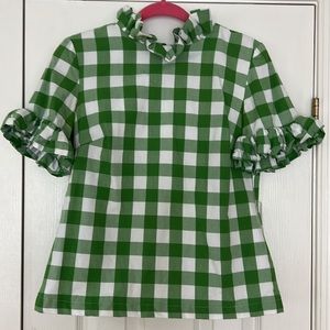 Elizabeth Wilson Plaid Green Top